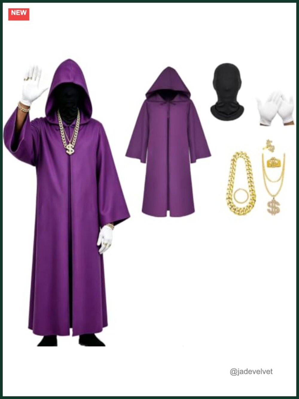 Men's Hooded Robe Halloween Cosplay Set with Mask Gloves